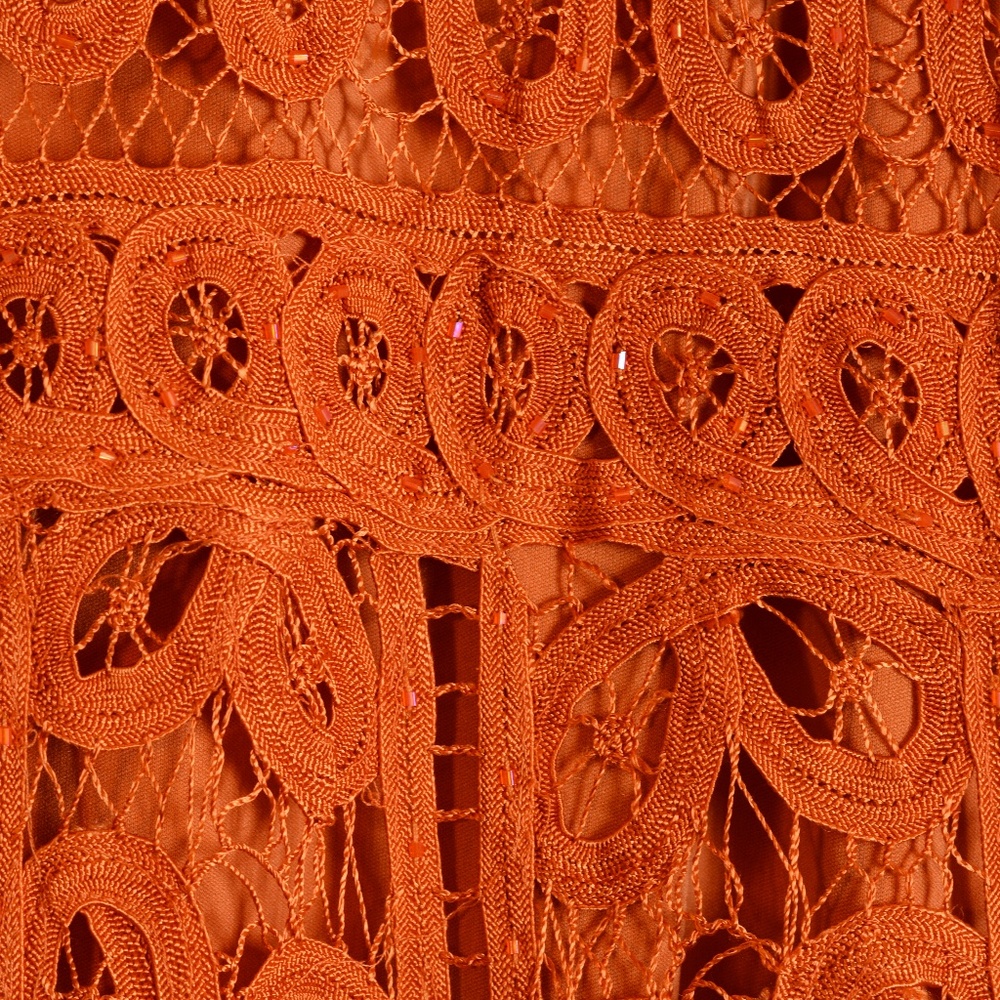 Orange Beaded Lace Shift Dress SZ XL R & M Richards  NWOT